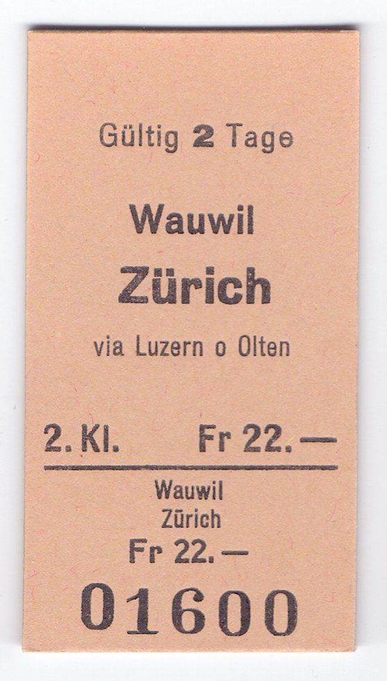 Tickets: Billette Wauwil - Sursee – Gebraucht aus Langenthal von Sammlungs_aus