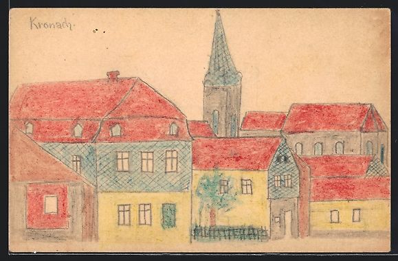 Cartoline postali: Handgemalt: Kronach / Bayern, Ortspartie – Usato da Berlin venduto da bartko-reher