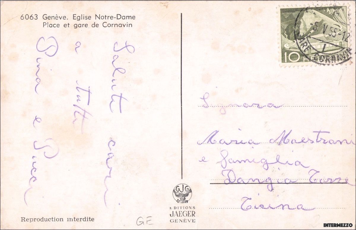 Cartoline postali: Genf // Eglise Notre-Dame Cornavin 1955 – Usato da Basel venduto da intermezzo12 1