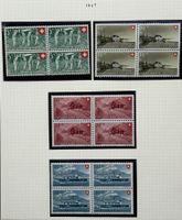 LOT 4 ER BLOCKS BRIEFMARKEN SCHWEIZ NEU1947