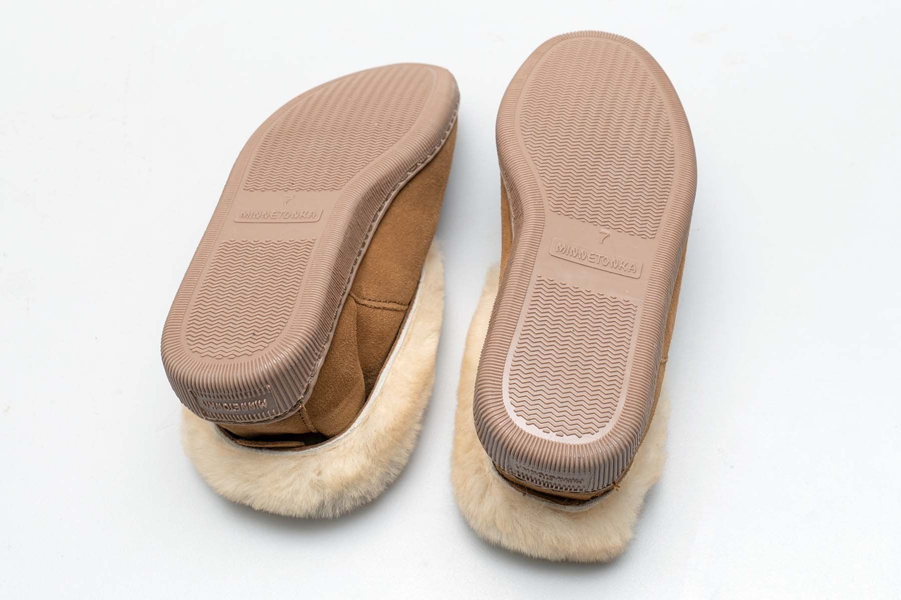 Damenschuhe: Schöne Leder Hausschuhe Minnetonka Slipper Hellbraun Gr 40 – Gebraucht aus Basel von phil4001 4