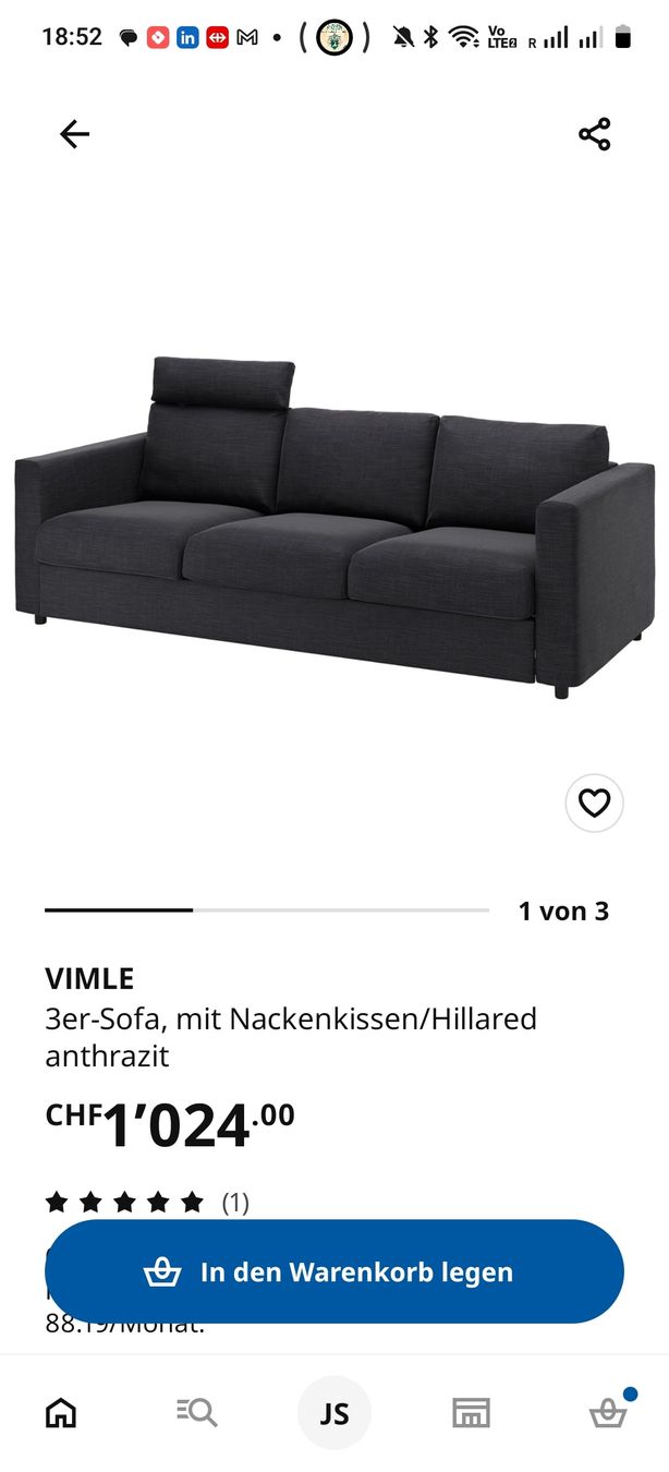 Divani: Ecksofa von IKEA in grau mit Stauraum – Usato da Zürich venduto da jan_78ld 1