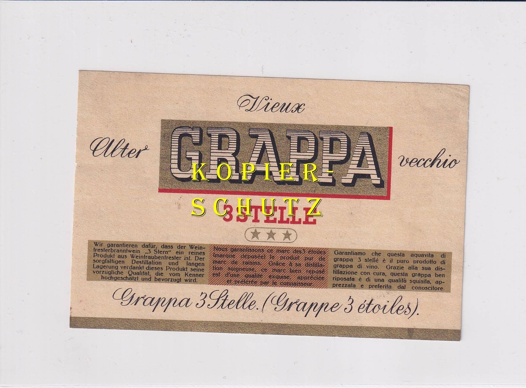 Carta: Etikette - Grappa 3 Stelle /bd – Usato da Hombrechtikon venduto da Rudolf07