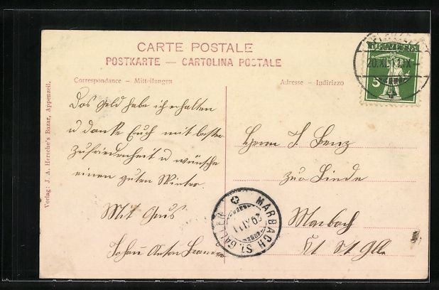 Cartoline postali: Appenzell, Collegium St. Anton mit Kapuz – Usato da Berlin venduto da bartko-reher 1