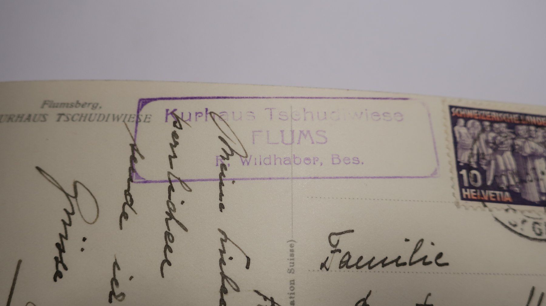 Ansichtskarten: Flumsberg  Kurhaus Tschudiwiese   1939 – Gebraucht aus Cormoret von Pascalll2001 5