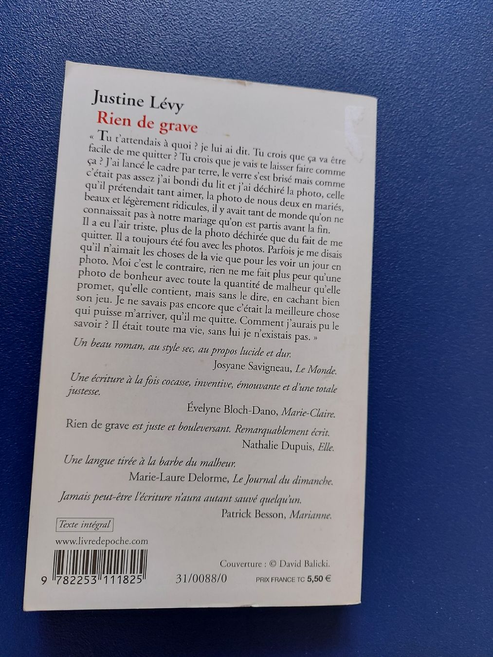 Livres: Rien de Grave - Justine Levy - Roman – D'occasion à VUADENS par momy 1