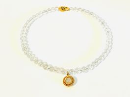 Rock Crystal Pendant Necklace - Gold Plated Silver