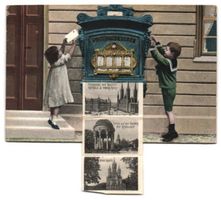 Leporello-AK Wiesbaden, Kinder am Briefk