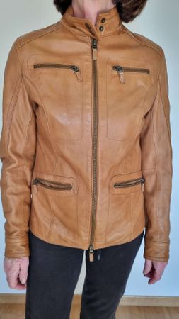 Stylische Lederjacke Grösse 38, beige