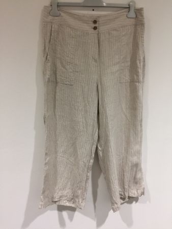 Olsen Anna weite Sommer Hose Leinen Streifen weiss beige 42