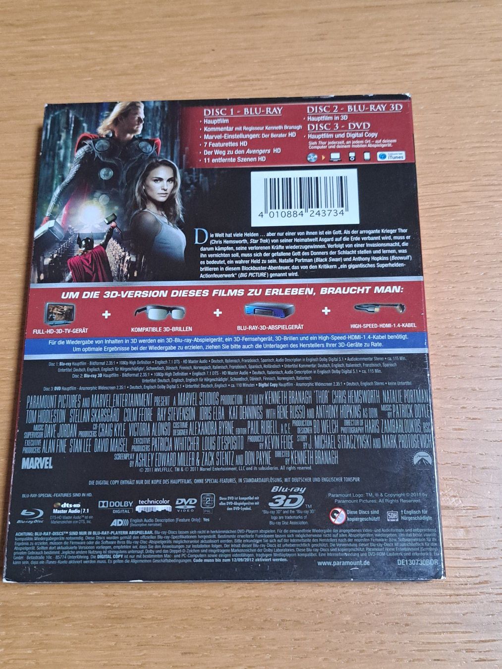 Tutti i DVDs: Bluray Marvel THOR, 3-Disc Edition mit BR 3D, BR und DVD – Nuovo (secondo la descrizione) da Unterseen venduto da Kanica 2