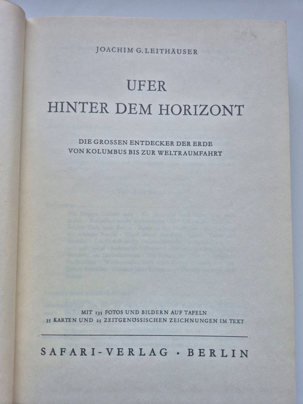 Libri: Ufer hinter dem Horizont - Joachim G. Leithäuser  -  1962 – Usato da Niederweningen venduto da Obson 1