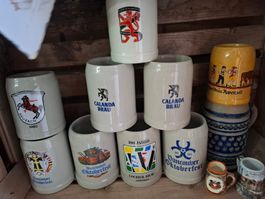Bierkrüge Set, Keramik, 10 teilig verschiedene Brauereien