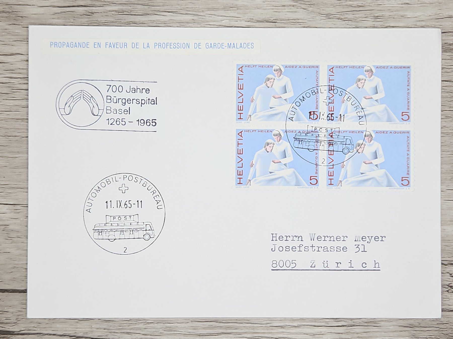Tutti i francobolli: CL18 Enveloppe + Timbre Suisse 1965 – Usato da Cousset venduto da Patrick_Collections