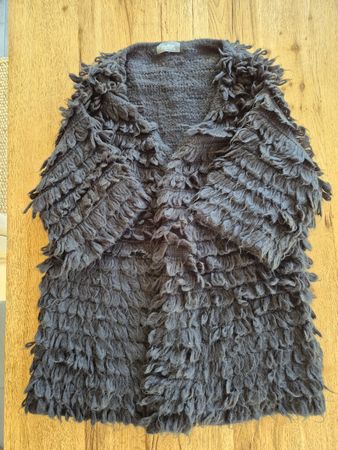 Damen Strickjacke schwarz Fransenoptik One Size