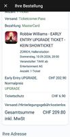 Early Entry Upgrade Ticket Robbie Williams 10.9.2026