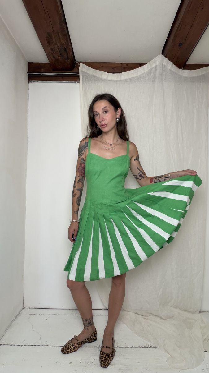 Kleider: Green linen blend dress – Gebraucht aus Knonau von Grapesvintage 3