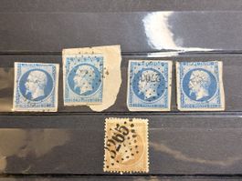 Timbre Empire France 20c 5 pièces différentes état usage