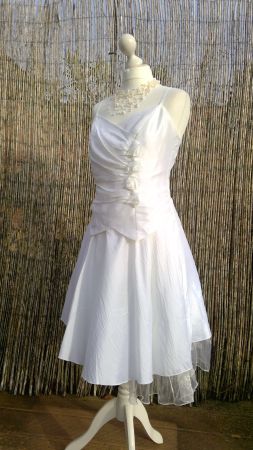 Robe écru avec roses, mariage état civil, taille M/L, NEUF