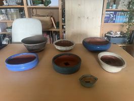 Set of 7 Ceramic Bonsai Pots