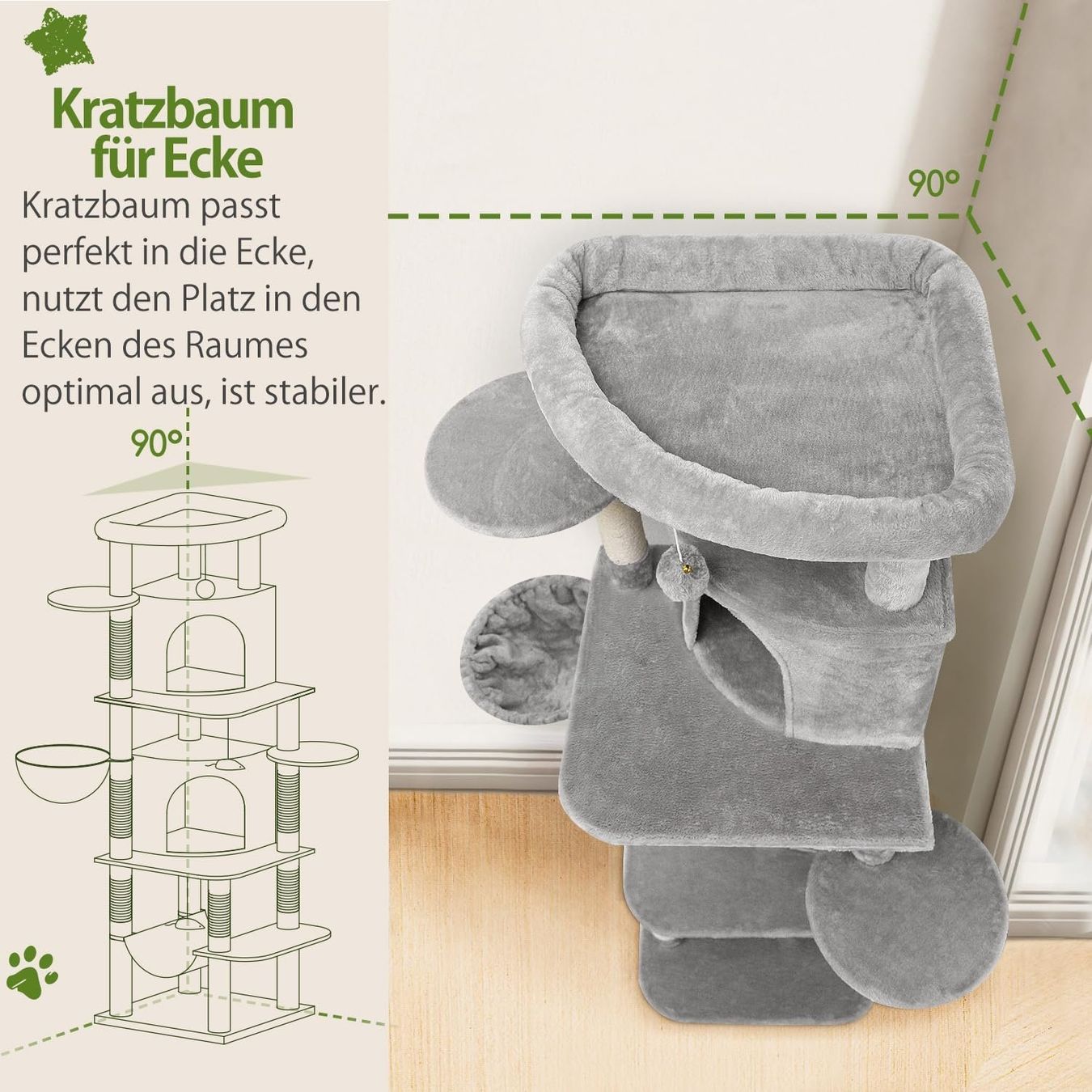 Tiragraffi: Kratzbaum Katzenbaum 167 cm Kletterbaum Katzenturm Grau – Nuovo e nell'imballaggio originale da Wittenbach venduto da VELARO 5