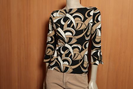 3/4 Arm Shirt H & M, gemustert, schwarz/ beige, Gr. M/L