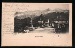 AK Spiez, Partie am Bahnhofbuffet, 1904