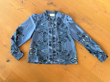 Neo Noir Satinbluse m. Paisley-Muster in blau Gr.38