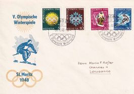 1948, Olymp. Winterspiele Nr. W25w-28w, auf offiz. Brief.