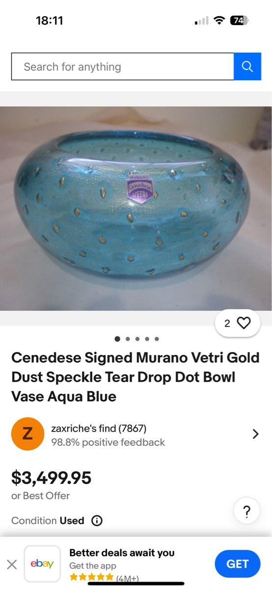 Murano Vasi & Recipienti: Vase/coupe Cenedese Vetri Murano – Nuovo (secondo la descrizione) da Genève venduto da ati_tj8f 5