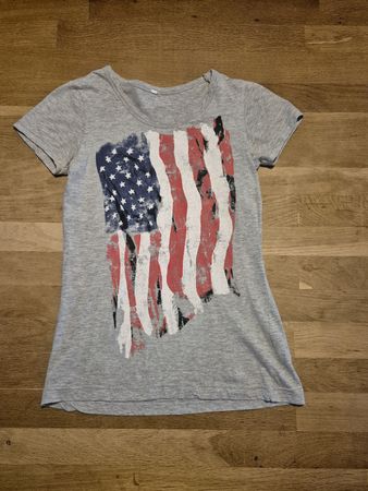Sommer T-Shirt mit USA Flagge Motiv, Grösse S, 100% Cotton