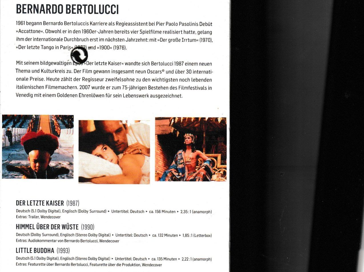 Tutti i DVDs: Bernardo Bertolucci - 3 Filme – Nuovo e nell'imballaggio originale da Chur venduto da zowie72 1