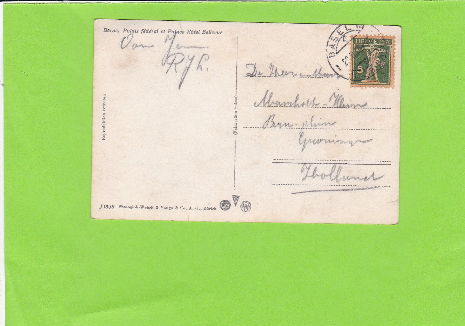 Cartoline postali: Bern-Bundespalast – Usato da St. Peterzell venduto da neckertal 1