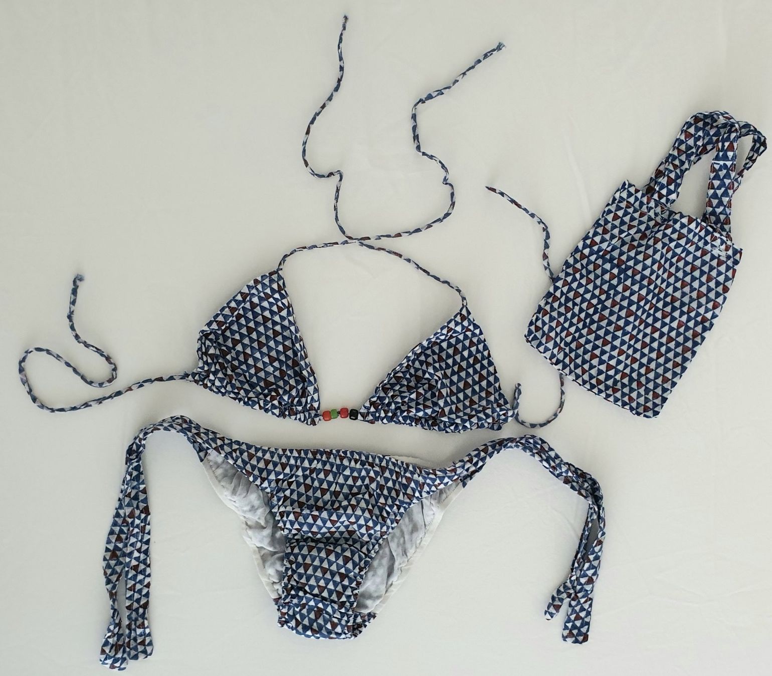 Costumi da bagno & Bikini: Turqoise Triangel-Bikini Handgefertigt Baumwolle – Usato da Weiach venduto da sim_8s27 2