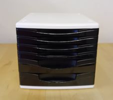 Büro Schubladenbox A4 mit 6 Schubladen schwarz/weiss
