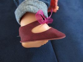 1 Paar Puppenschuhe, Schuhe 8/53, Stolle, bordeaux, 70-er