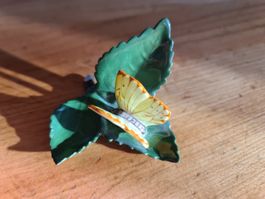 Herend Porzellan Schmetterling auf Blatt 