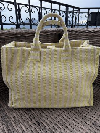 Strandtasche von Esprit, gelb/beige mit Schultergurt 