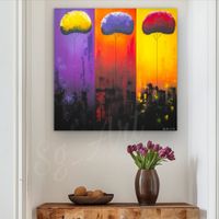 Acrylbild "trio" Bäume abstrakt Landschaft Natur Unikat Neu
