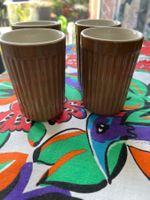4 Mynte Becher braun gerippt Keramik neu