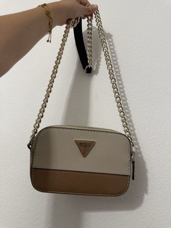 Tasche Guess Damen beige braun mit Kettentragegurt neu