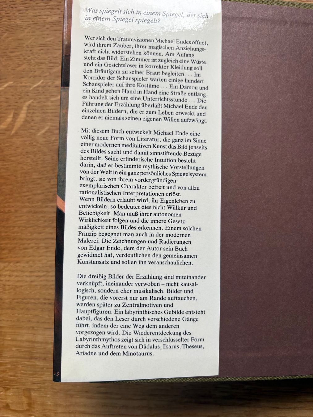 Libri: Michael Ende: Der Spiegel im Spiegel – Usato da Seengen venduto da Andalusia 3