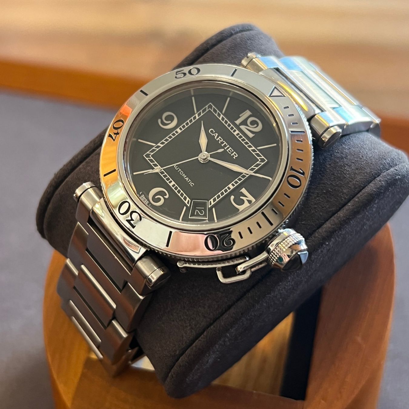 Cartier Orologi: Cartier Pasha Seatimer Automatic Black Dial 2790 – Usato da Carouge GE venduto da Watchaser 8