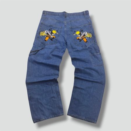 Japanese streetwear embroidered baggy jeans vintage hose 38
