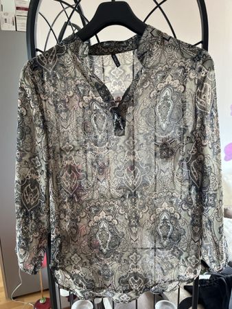 Chemisier Chicoree fin motifs cachemire kaki beige