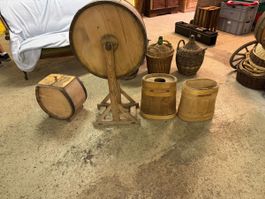 Alte Butterfass Holz Set antik gebrauchter Zustand