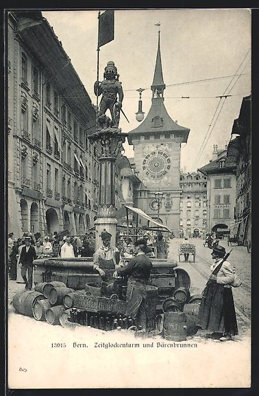Cartoline postali: Bern, Blick auf Zeitglockenturm und Bär – Usato da Berlin venduto da bartko-reher