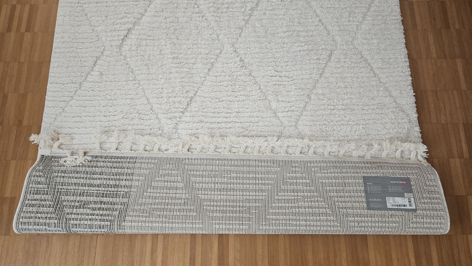 Tapis: Carpet Cream Diamond Pattern with Tassels - new – Neuf (Voir description) à Meilen par vla_dp97 2
