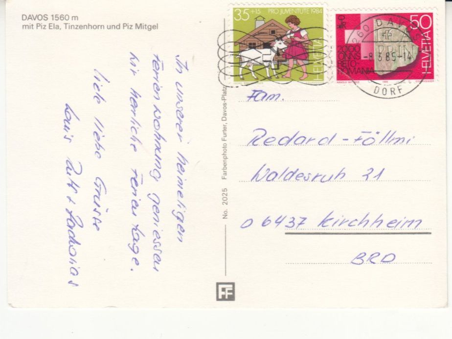 Cartoline postali: Davos 1985 – Usato da Bürglen TG venduto da StampGraf 1