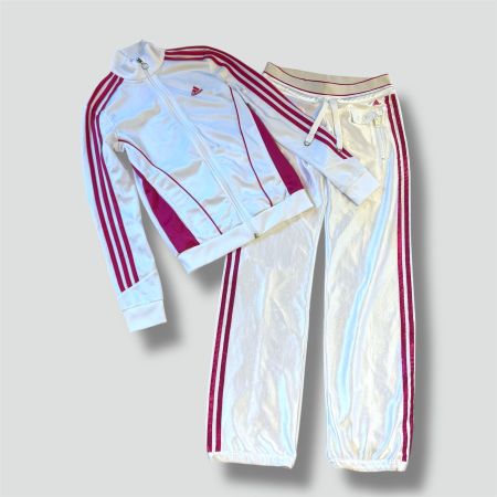 Adidas Y2K shiny white track set (jacket and pants) damen S